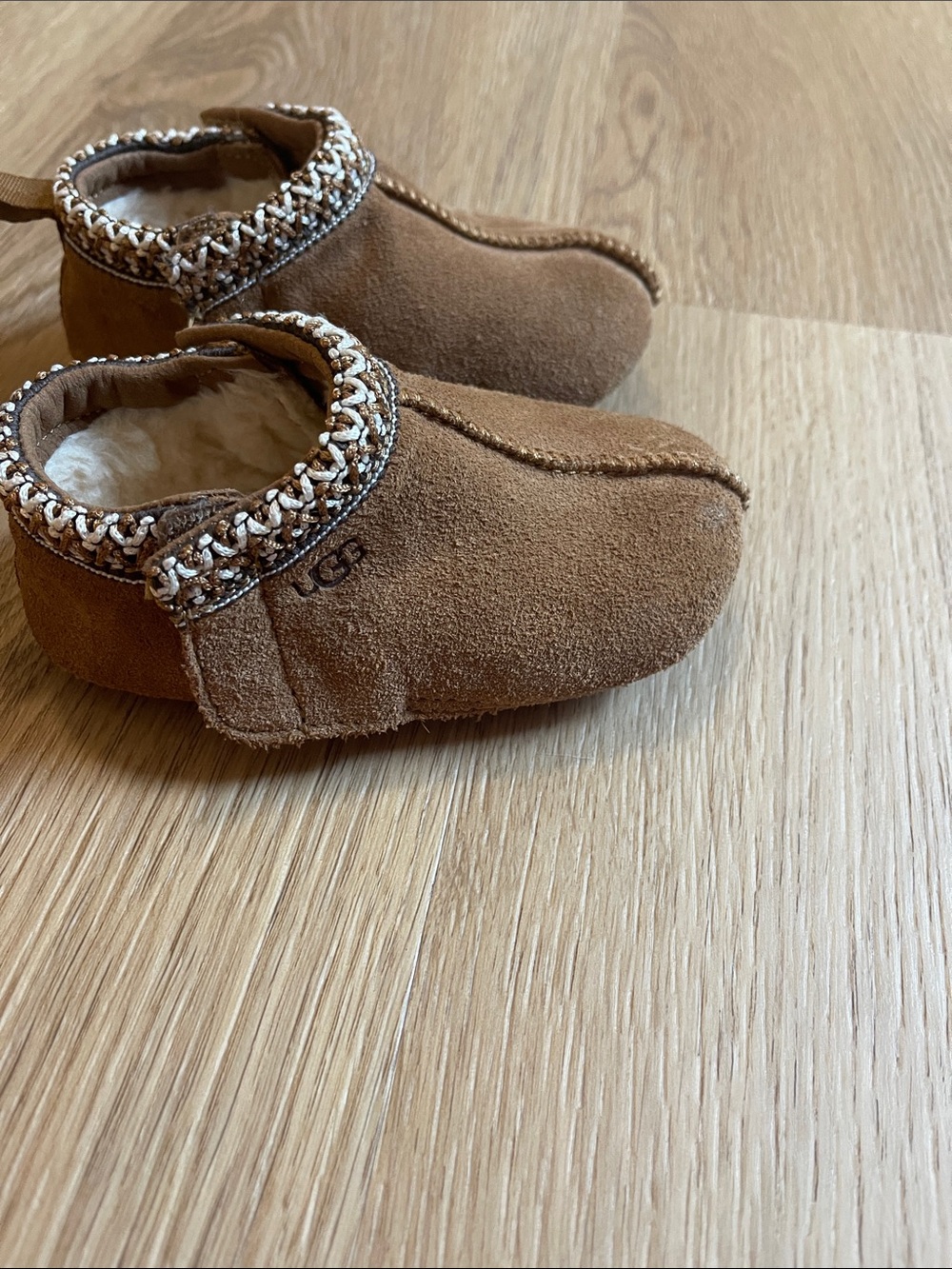 UGG Kids Chestnut Brown Suede Shearling Booties